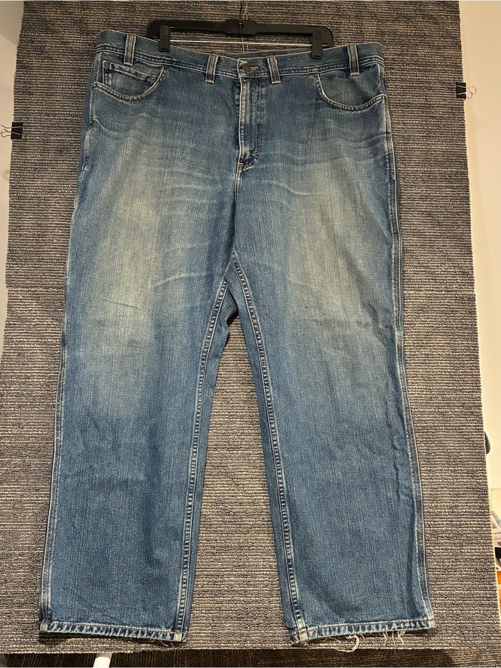 Eddie Bauer Men's Carpenter Blue Distressed Denim Jeans - Classic Sz 44x32